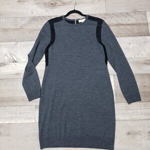 Michael Kors Grey & Black Merino Wool Blend Dress Size Large